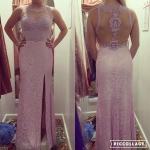 fitted lilac lace gown